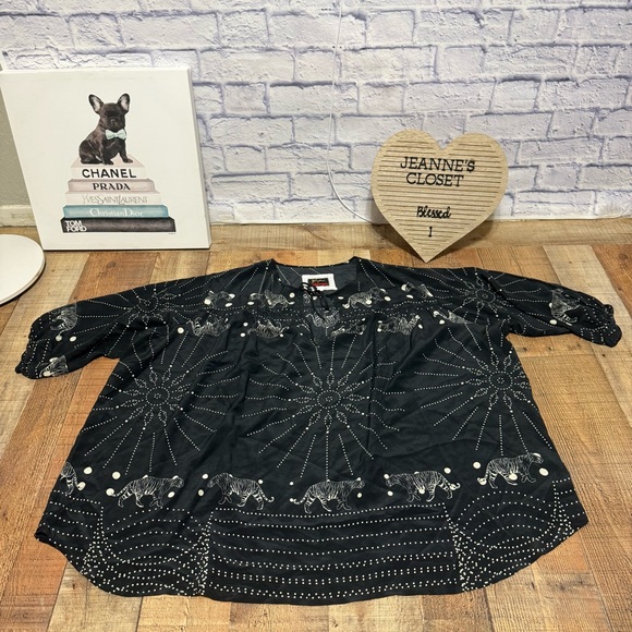 Johnny Was Biya black silk celestial tiger set Size XL RARE - Picture 16 of 16